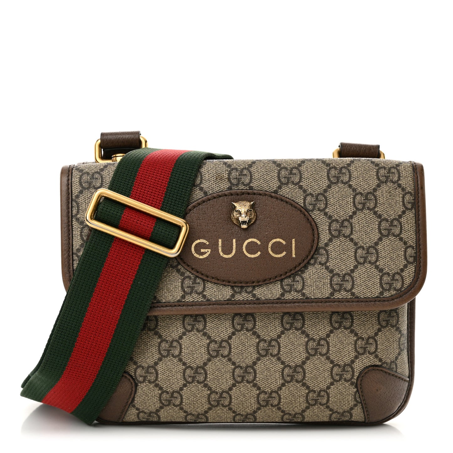 GG Supreme Monogram Web Small Neo Vintage Double Flap Messenger Bag Beige New Acero