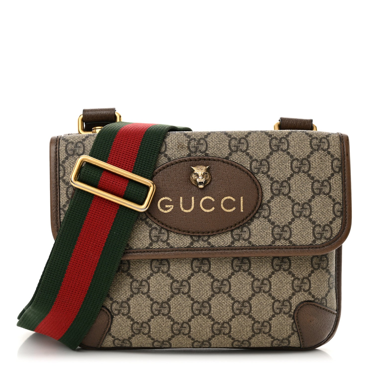 Gucci GG Supreme Monogram Web Small Neo Vintage Double Flap Messenger Bag Beige New Acero 1 of 16