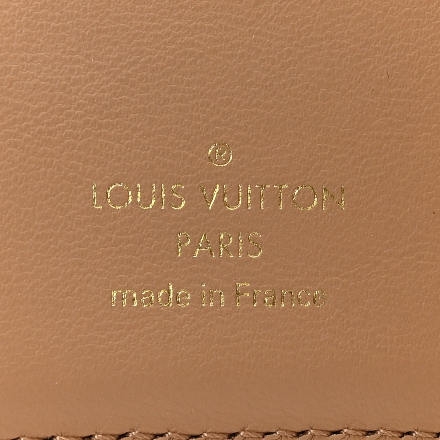 Lambskin Embossed Monogram Lou Coussin Wallet Camel