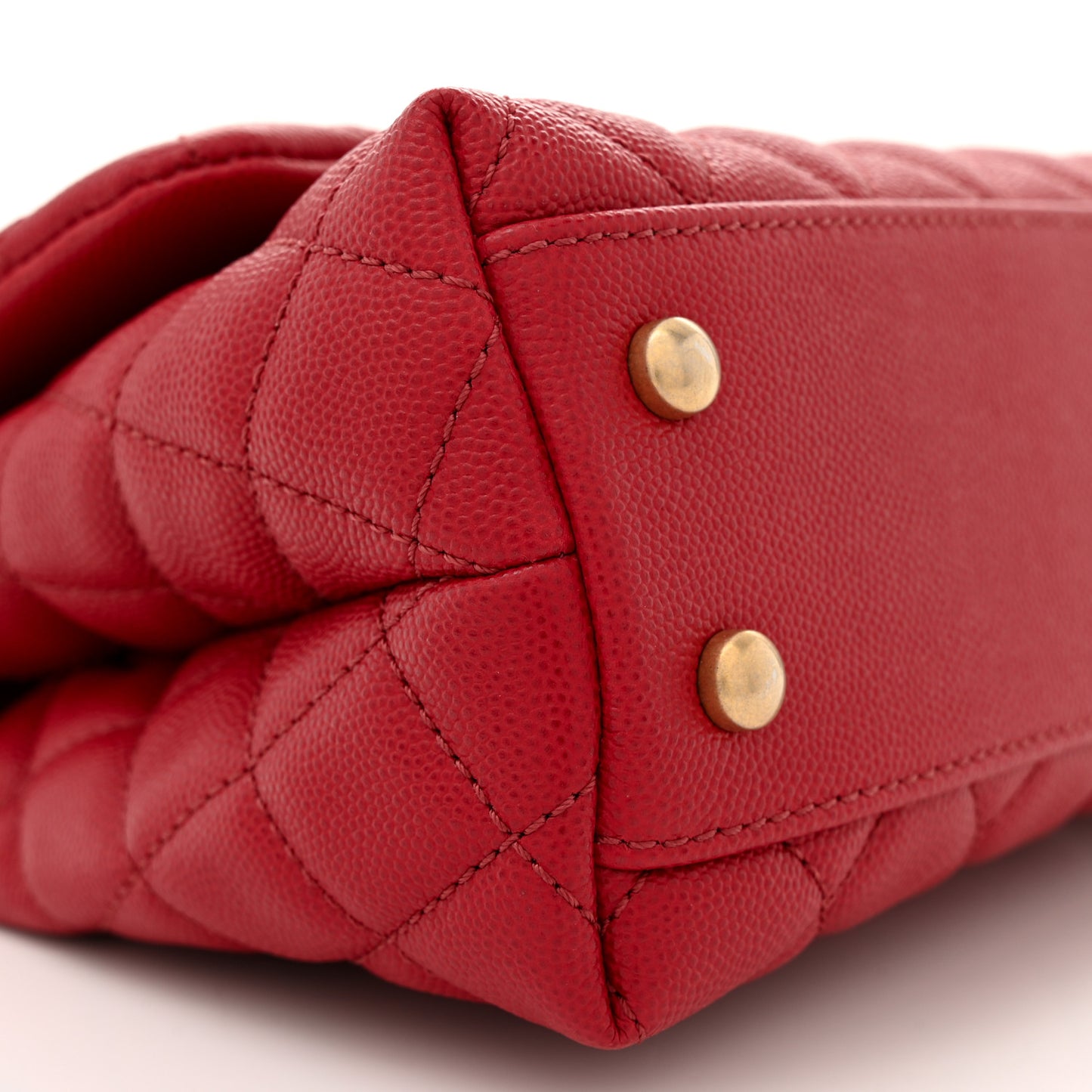 Caviar Quilted Mini Coco Handle Flap Red