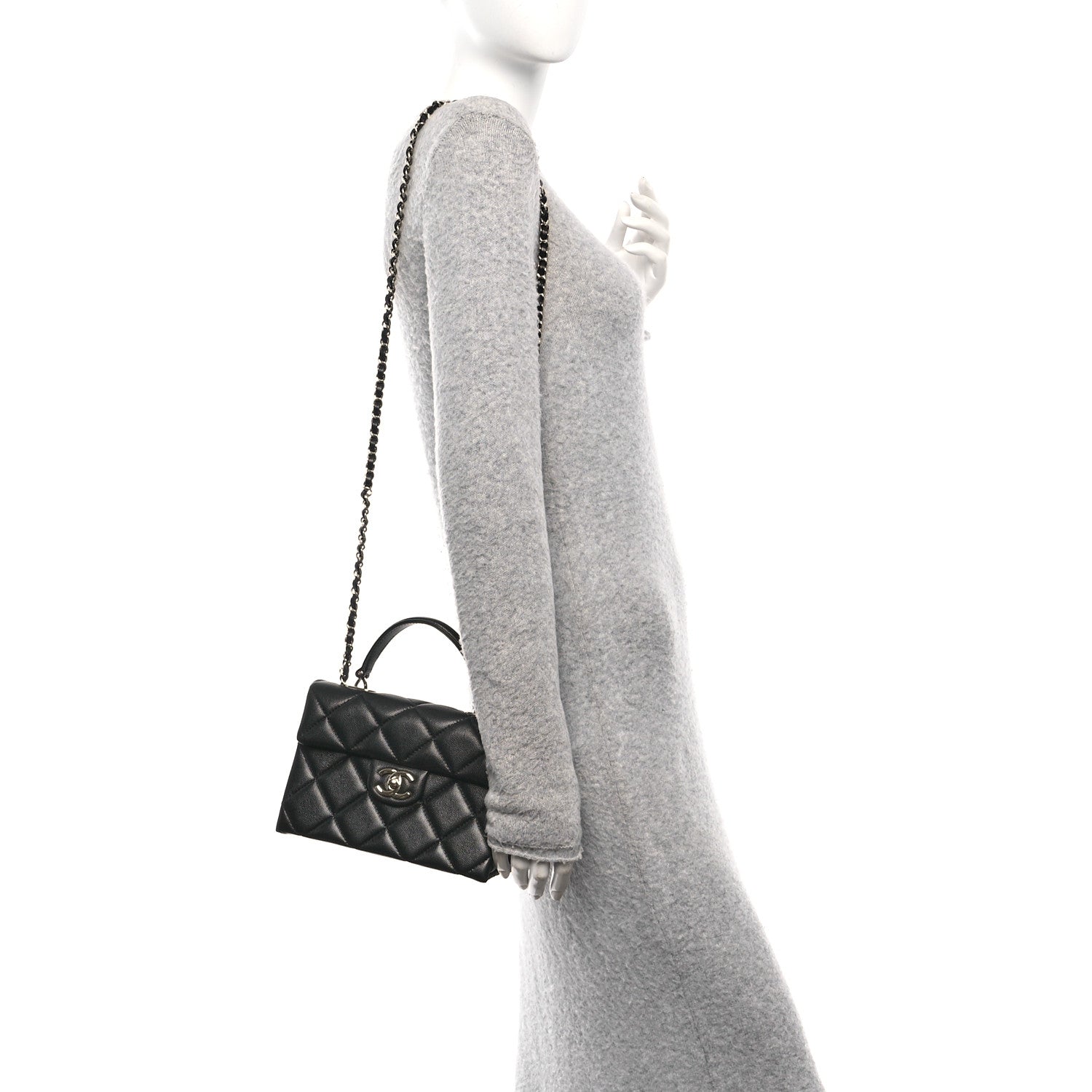 Chanel Caviar Quilted Mini Retro Twist Top Handle Flap Black 2 of 12