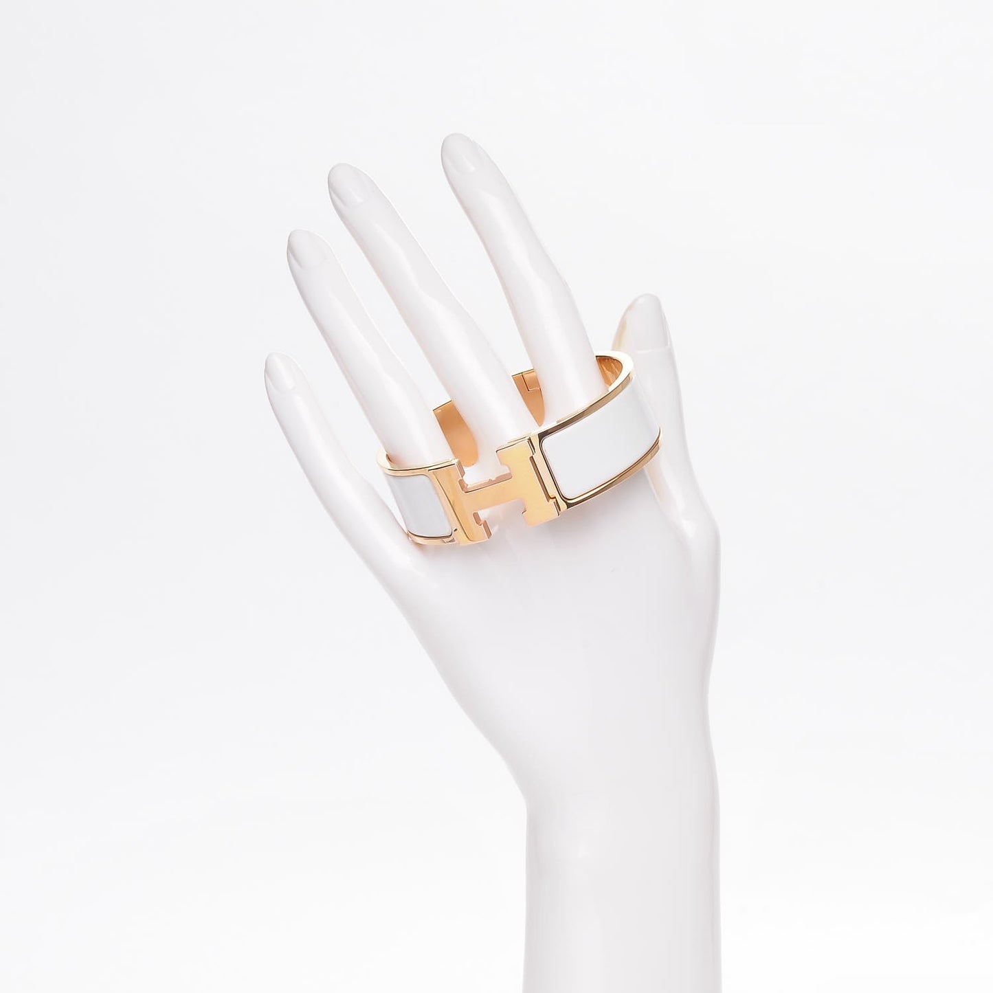 Enamel Wide Clic Clac H Bracelet GM White