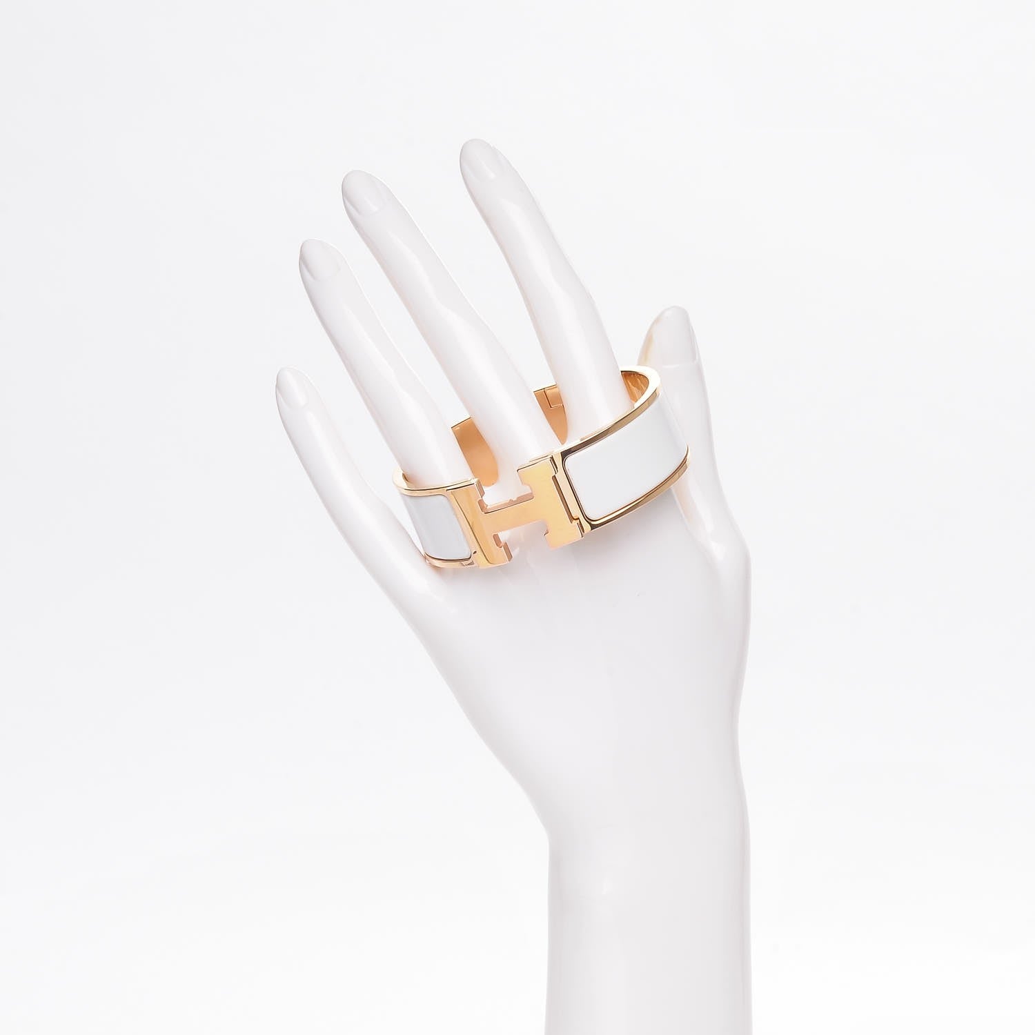Hermes Enamel Wide Clic Clac H Bracelet GM White 2 of 5