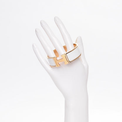 Hermes Enamel Wide Clic Clac H Bracelet GM White 2 of 5