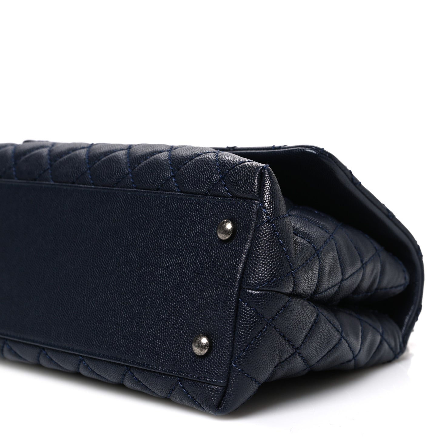 Caviar Quilted Small Coco Handle Flap Navy
