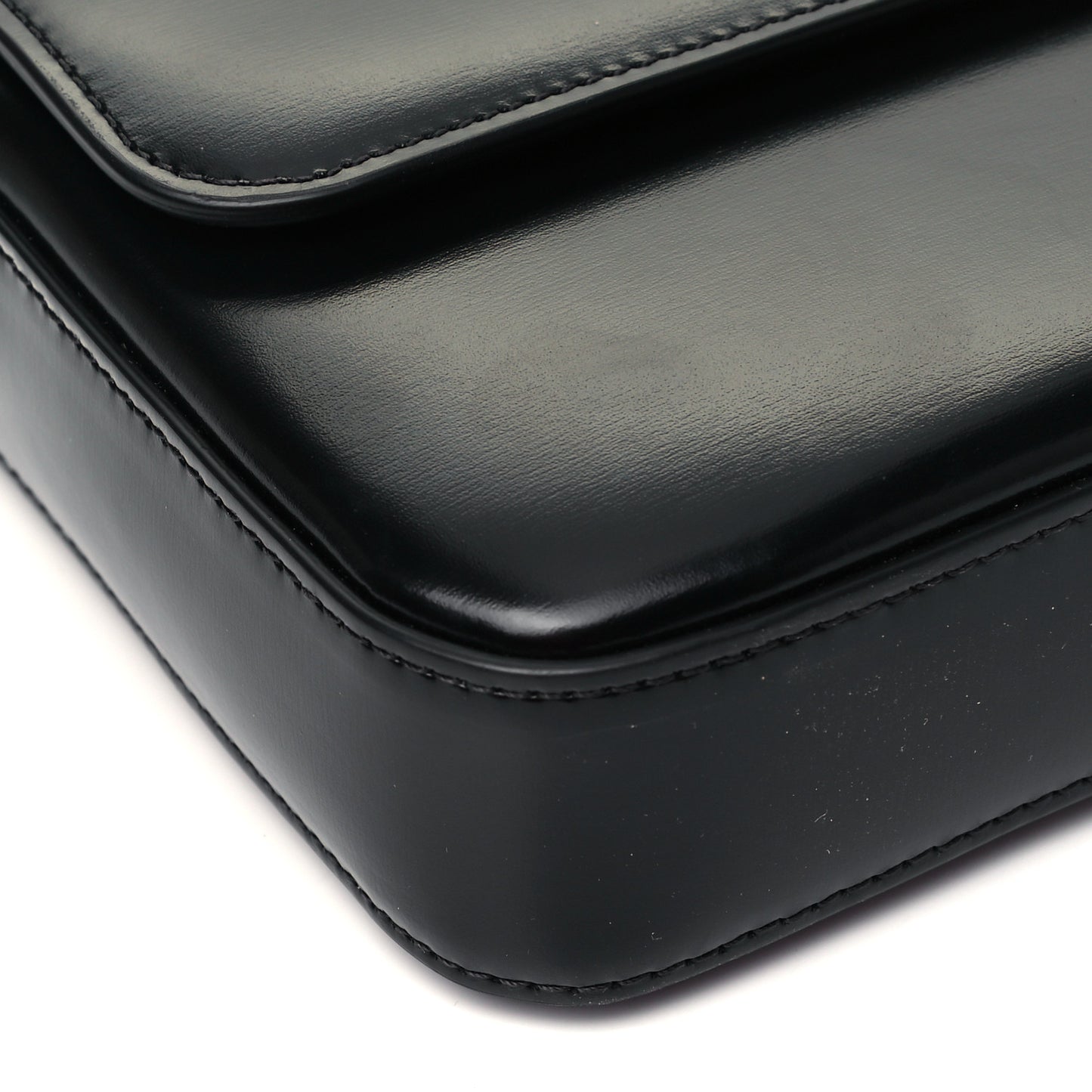 Shiny Calfskin Triomphe Chain Bag Black