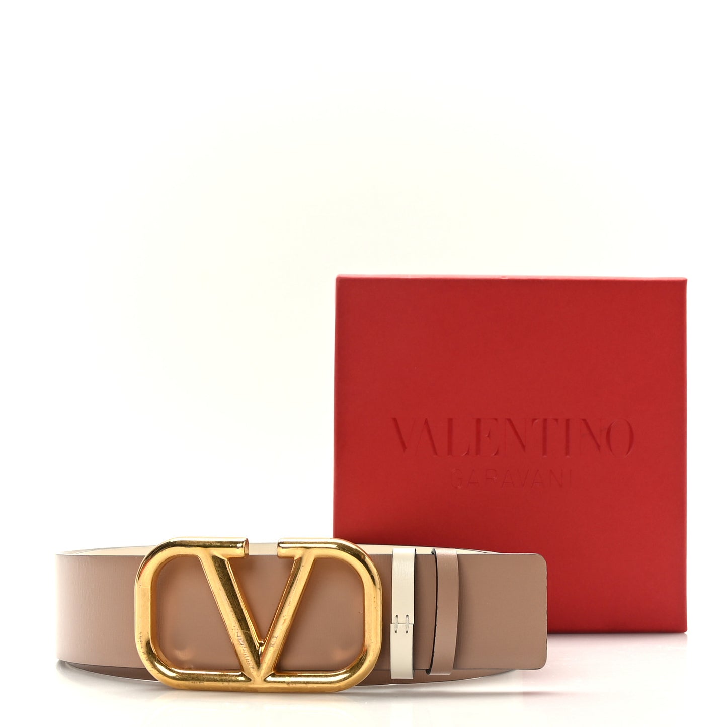 Glossy Calfskin VLogo Reversible 40mm Belt 90 36 Light Ivory Rose Cannelle