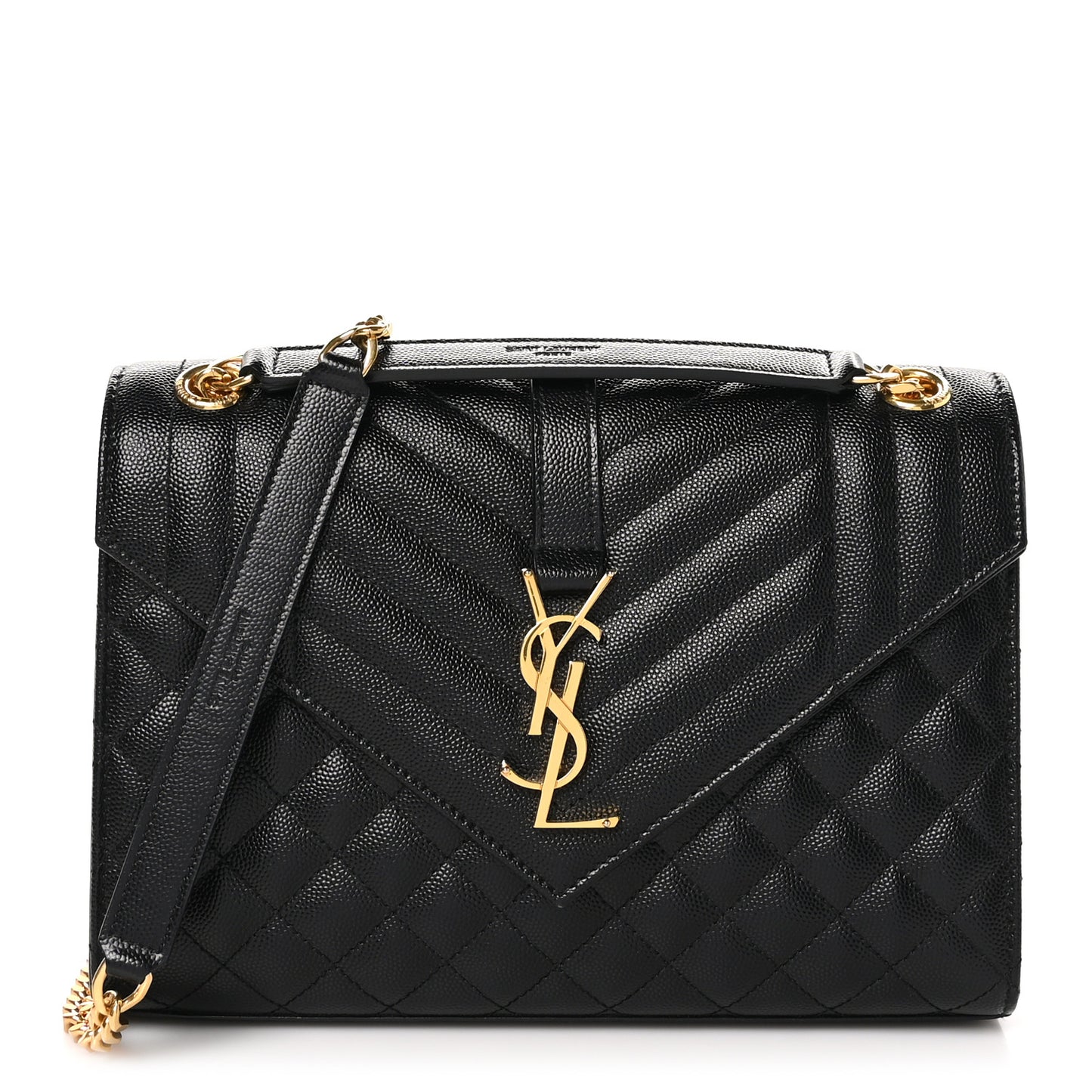 Grain De Poudre Textured Mixed Matelasse Triquilt Medium Monogram Satchel Black