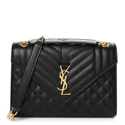 Saint Laurent Grain De Poudre Textured Mixed Matelasse Triquilt Medium Monogram Satchel Black 1 of 10