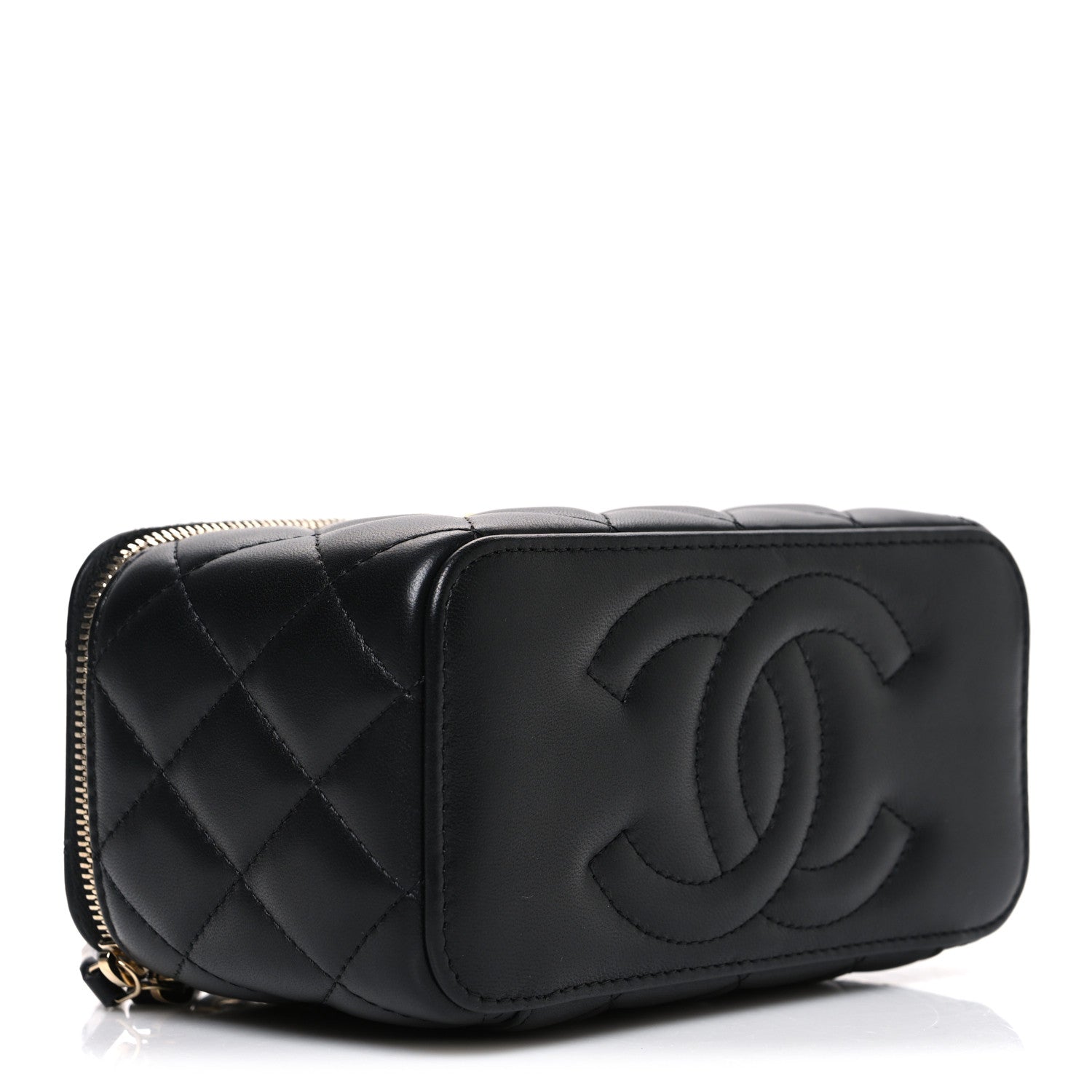 Chanel Lambskin Quilted Pearl Crush Small Vanity Case With Chain Black 4 of 10