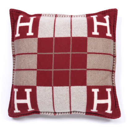 Hermes Wool Cashmere Avalon III Pillow PM Ecru Rouge 2 of 3