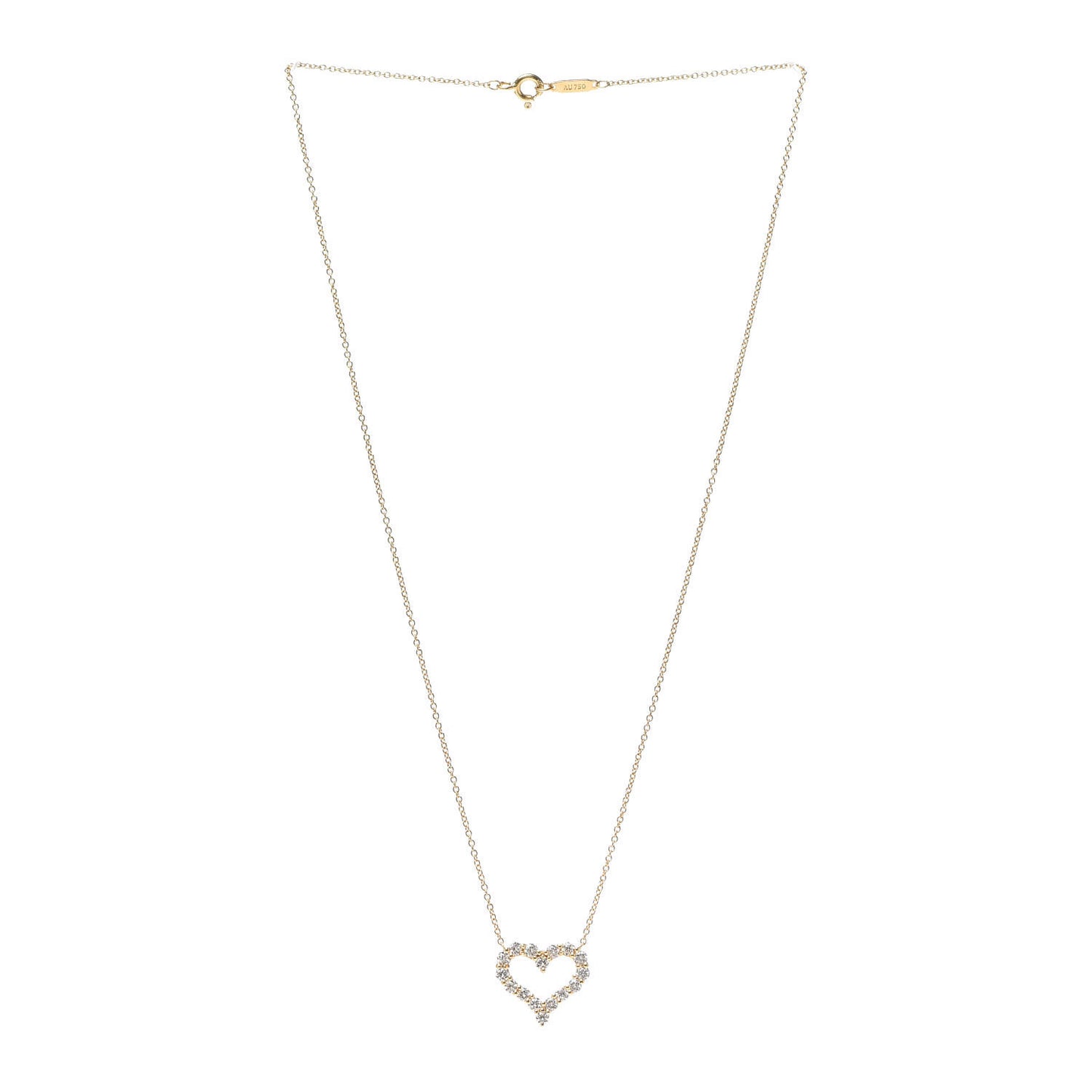 18K Yellow Gold Diamond Small Heart Pendant Necklace