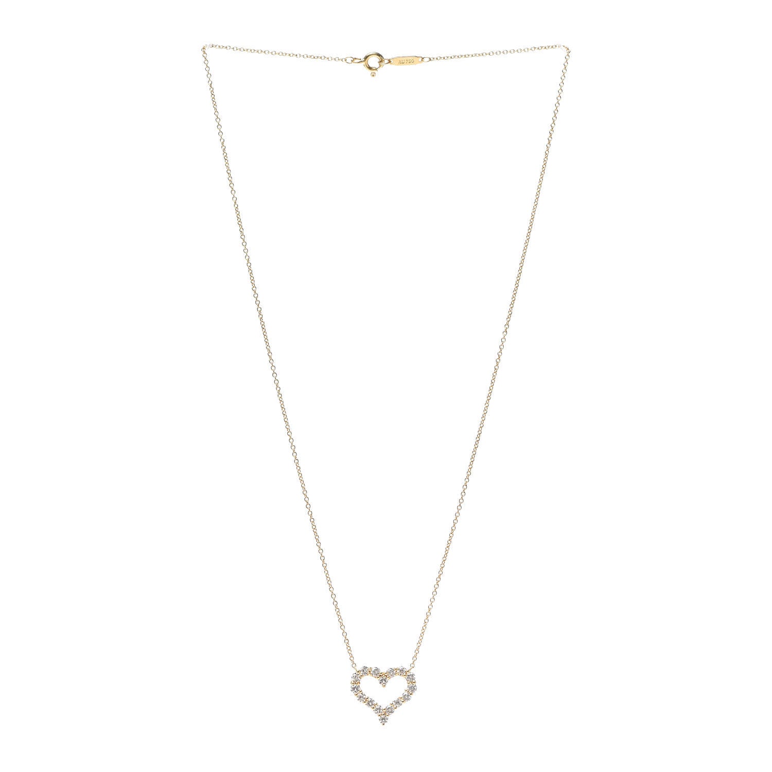 Tiffany 18K Yellow Gold Diamond Small Heart Pendant Necklace 3 of 5