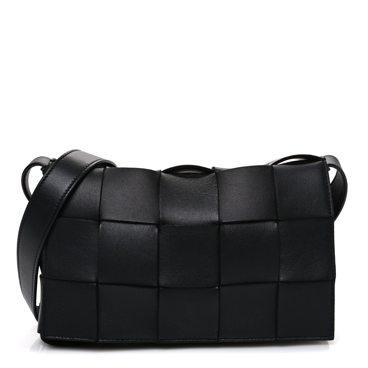 Bottega Veneta Lambskin Maxi Intrecciato Cassette Crossbody Bag Black 1 of 13