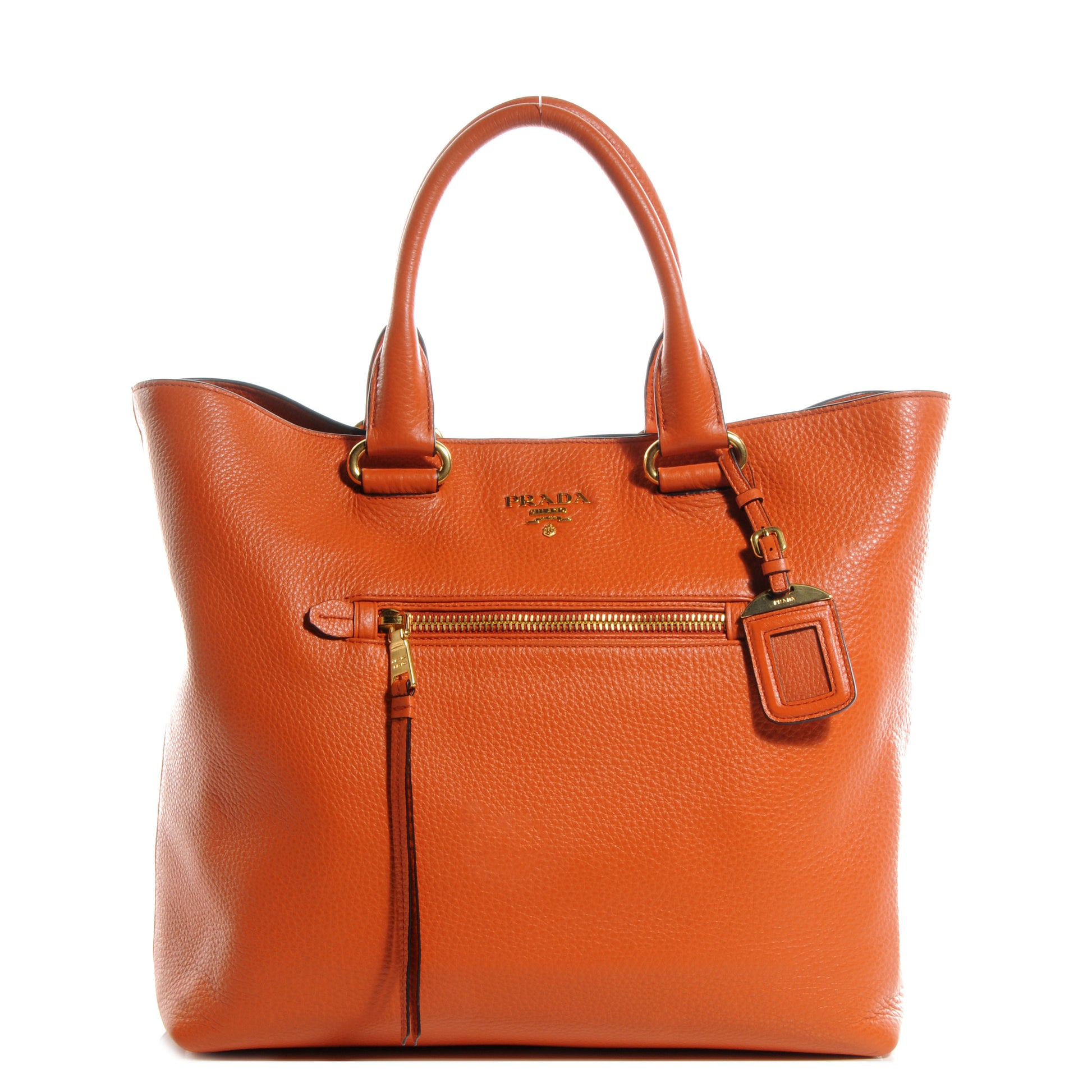 Prada Vitello Daino Leather Shopping Tote Papaya 1 of 10
