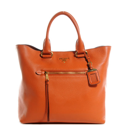 Prada Vitello Daino Leather Shopping Tote Papaya 1 of 10