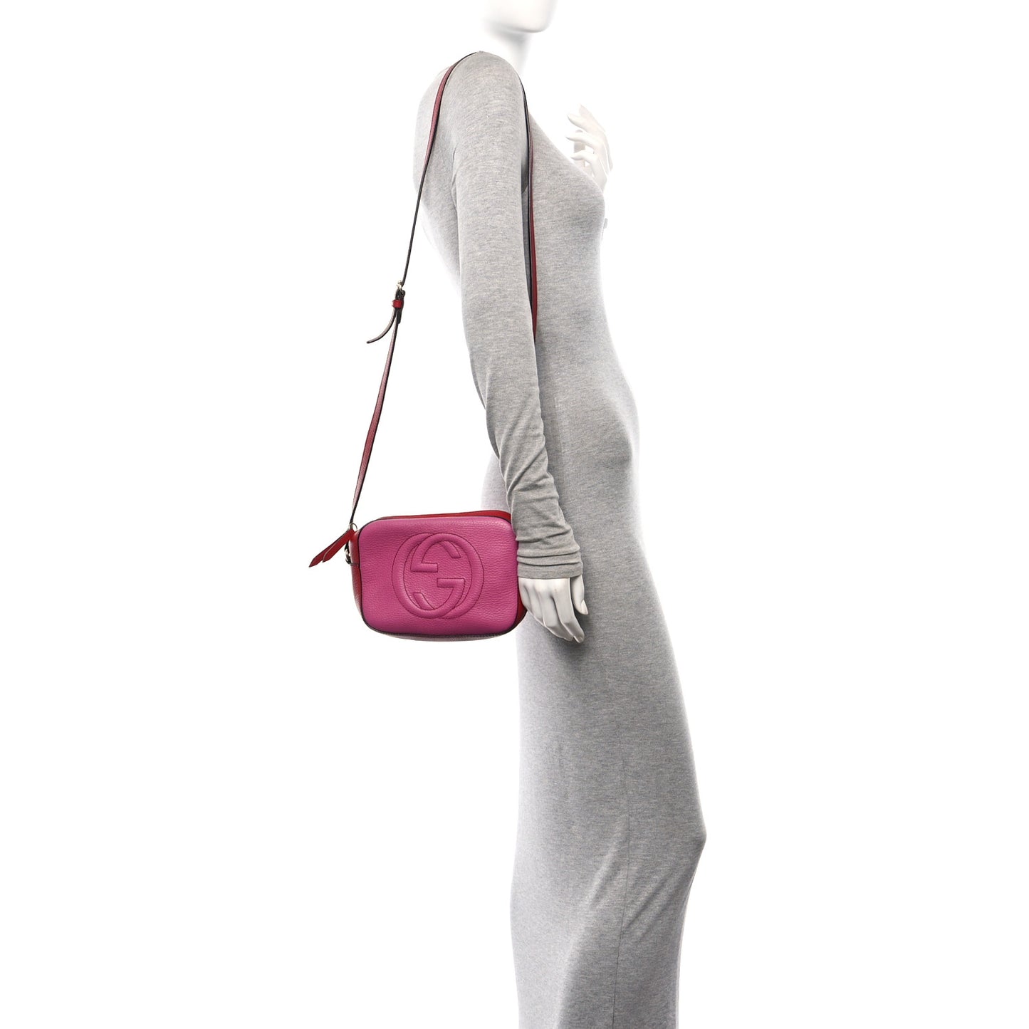 Dollar Calfskin Bi-Color Small Soho Disco Bag New Rosette Hibiscus Red