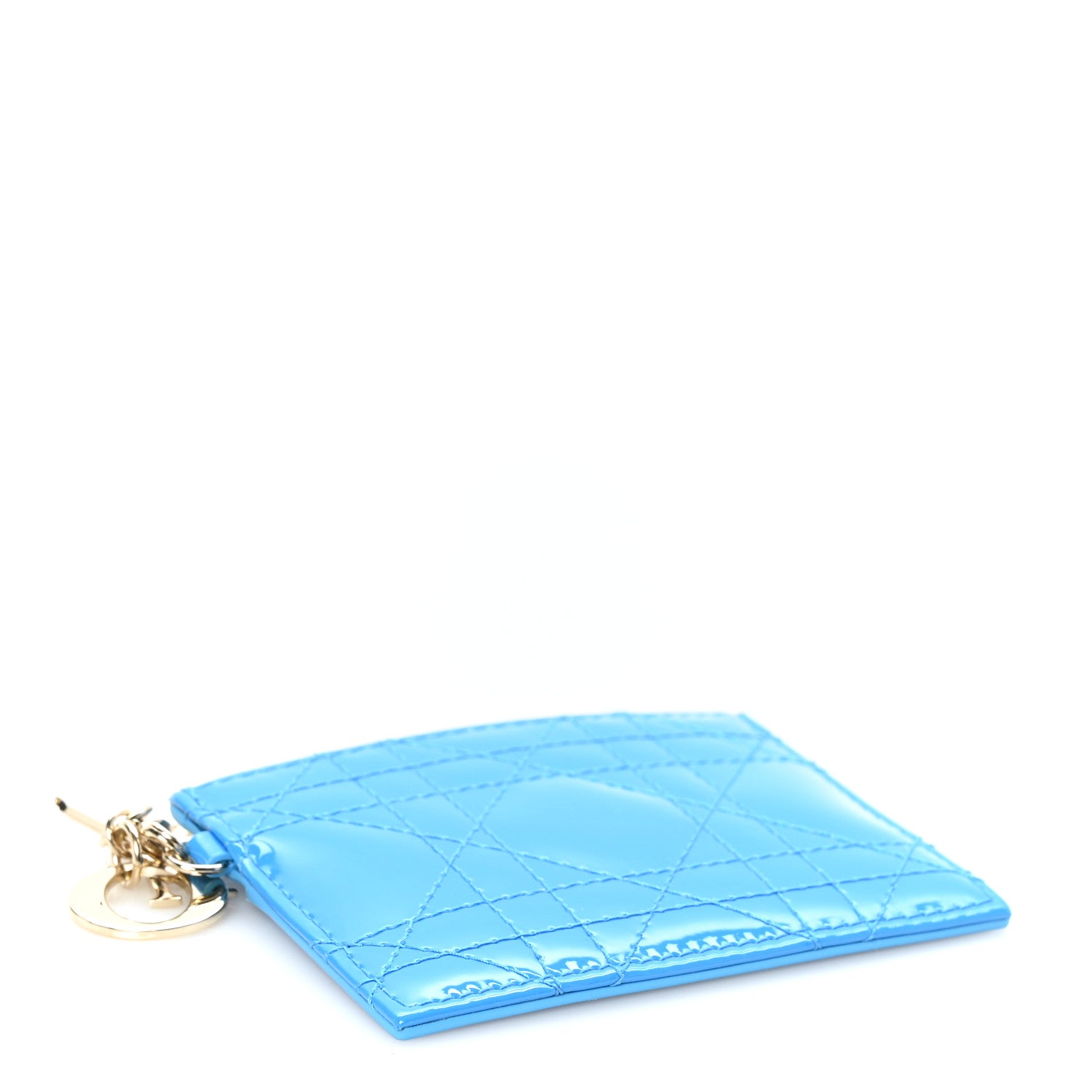 Christian Dior Patent Cannage Lady Dior Card Holder Blue 4 of 9