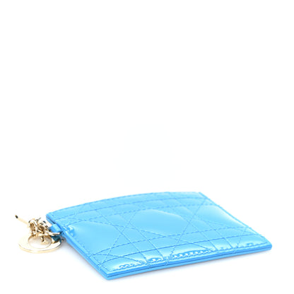 Christian Dior Patent Cannage Lady Dior Card Holder Blue 4 of 9