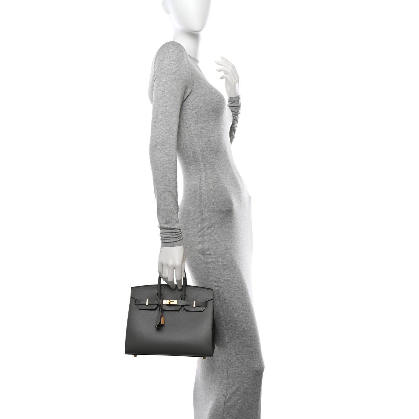 Madame Calfskin Birkin Sellier 25 Gris Meyer