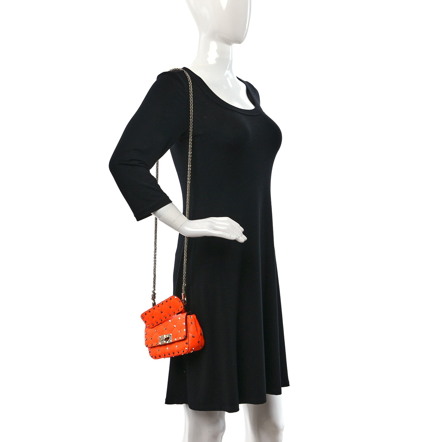 Valentino Garavani Calfskin Micro Rockstud Spike Shoulder Bag Orange 2 of 8