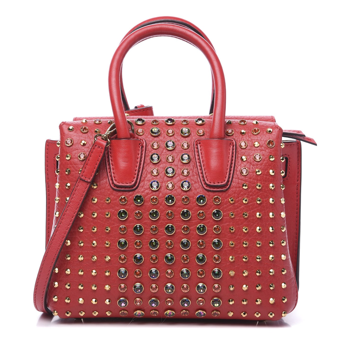 Calfskin Swarovski Crystal Ball Mini Milla Tote Ruby Red