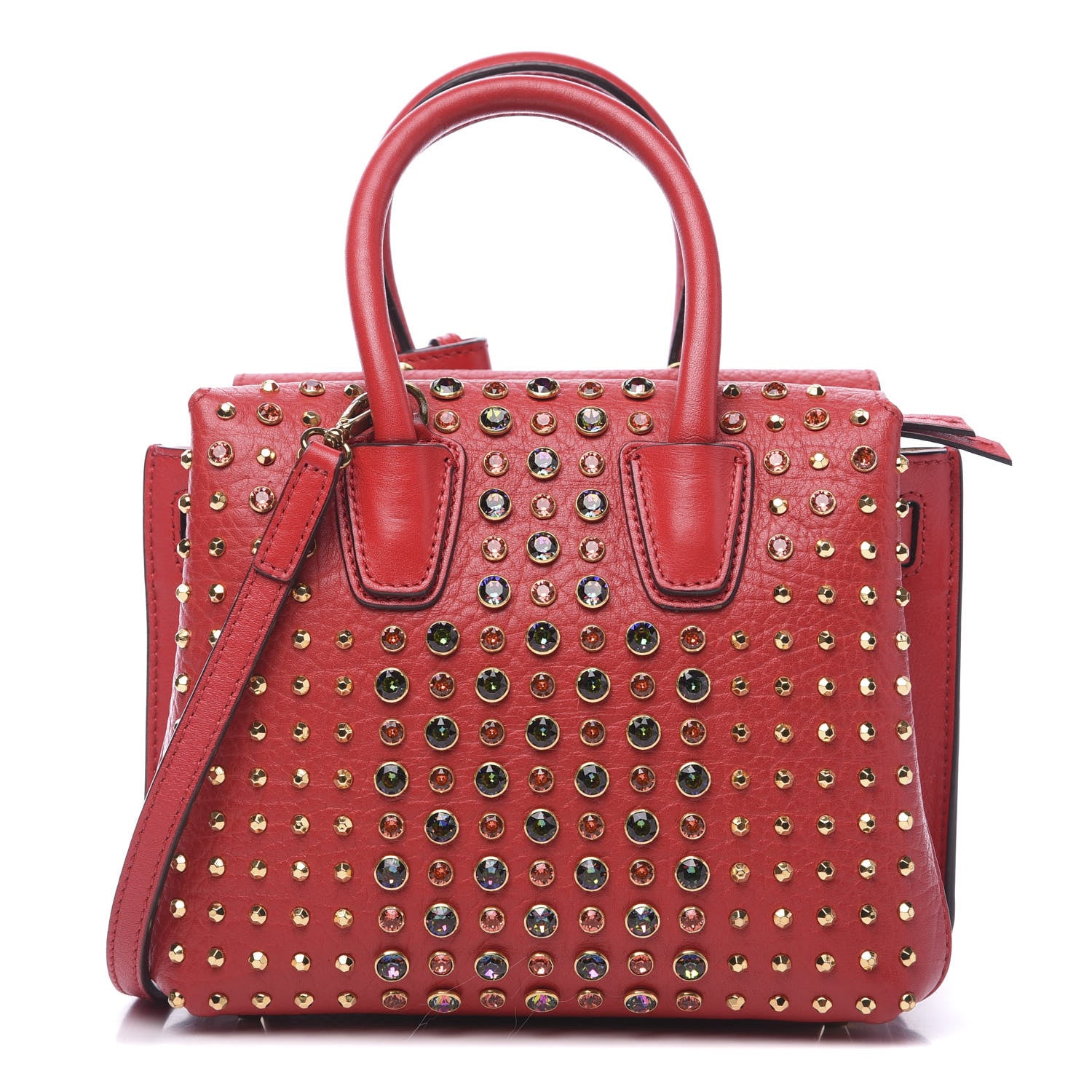 MCM Calfskin Swarovski Crystal Ball Mini Milla Tote Ruby Red 1 of 8