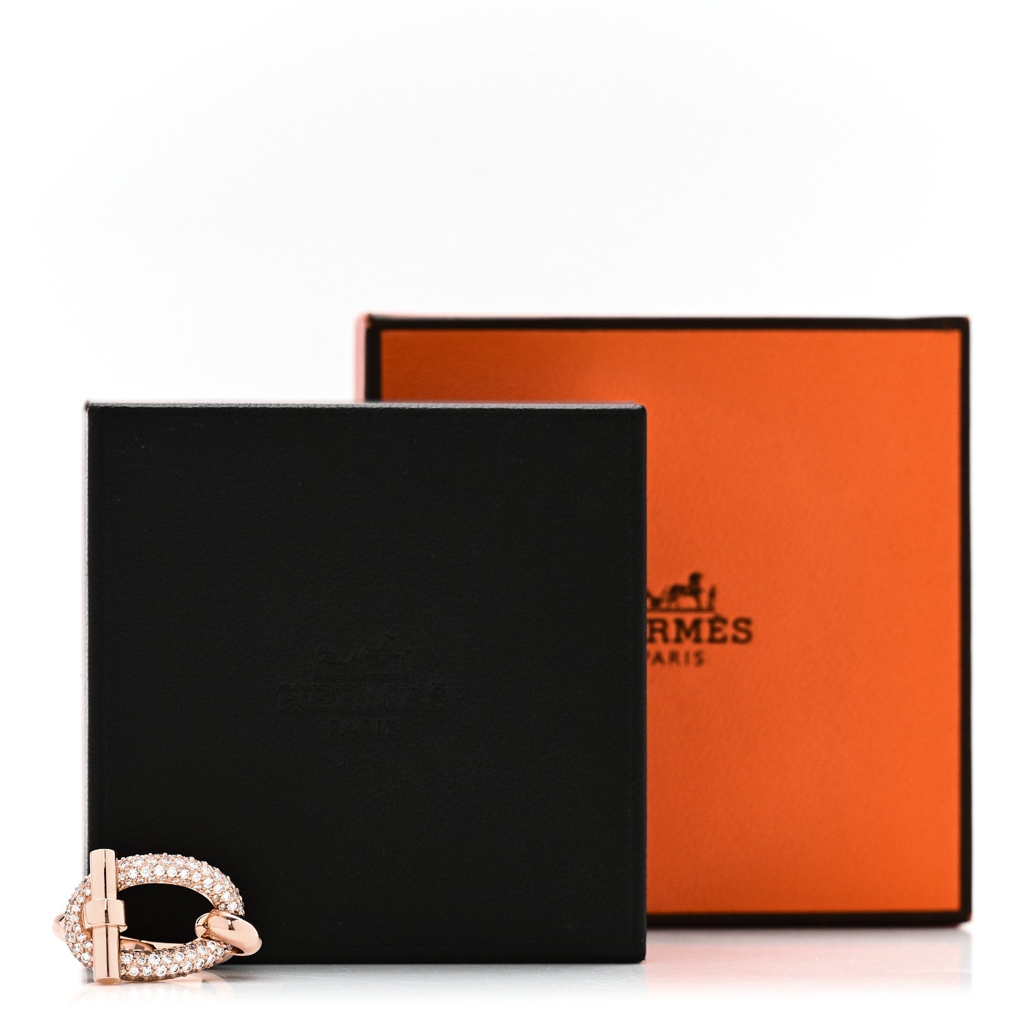 Hermes 18K Rose Gold Diamond Adage Ring 54 7 5 of 5