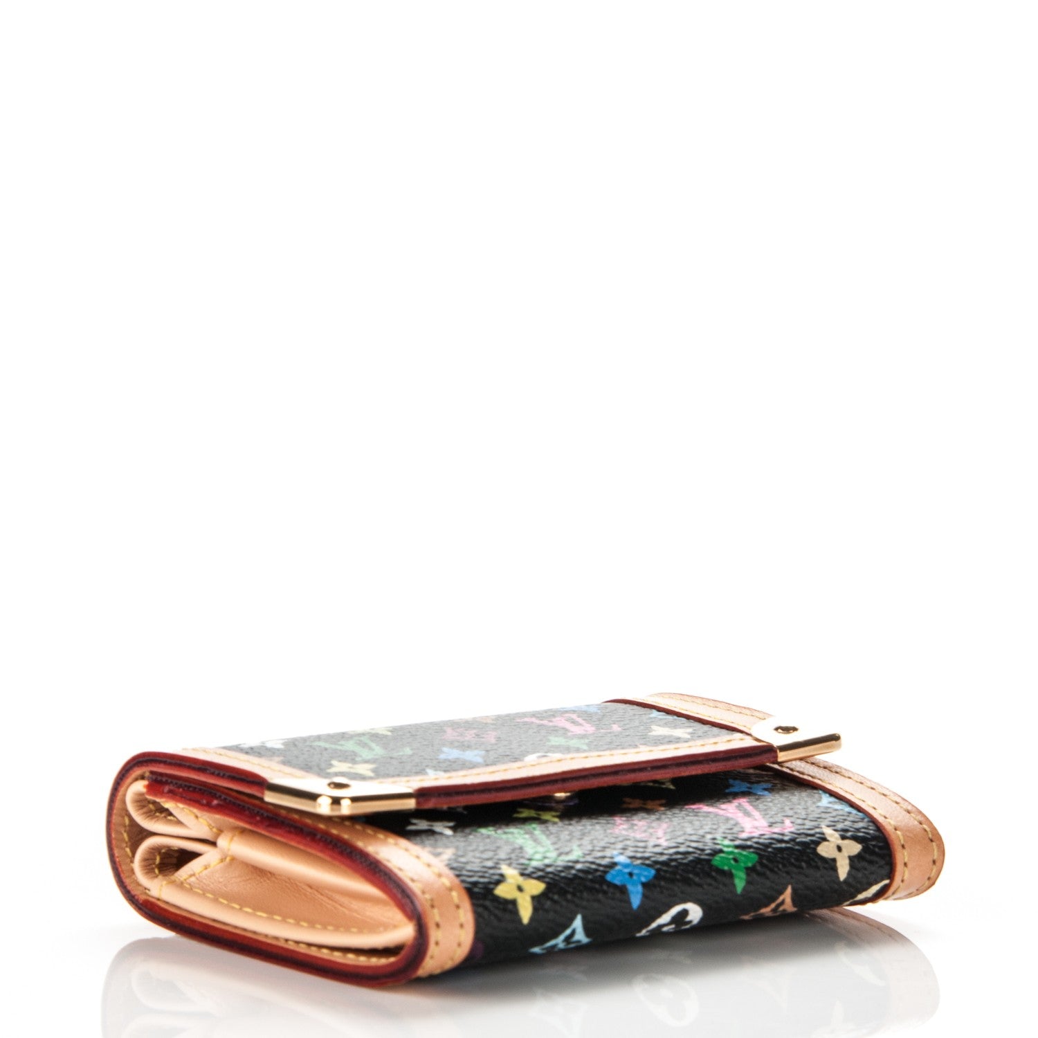 Louis Vuitton Monogram Multicolor Porte-Monnaie Plat Coin Purse Black 4 of 6