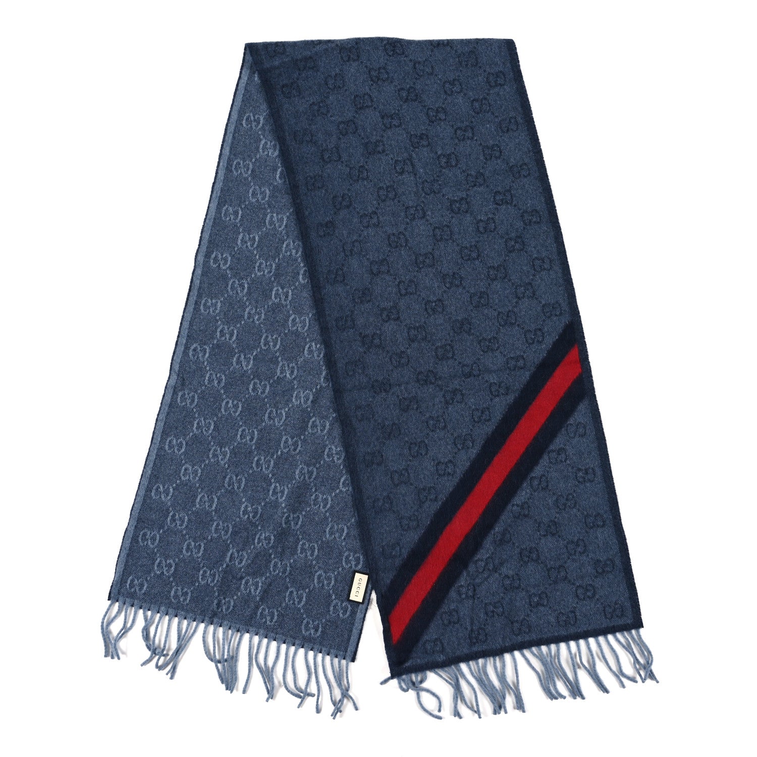 Gucci Wool Alpaca Monogram Web New Nikky Scarf Midnight Blue