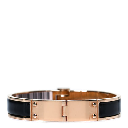 Hermes Enamel Charniere Uni Narrow Hinged Bracelet M Black 2 of 6