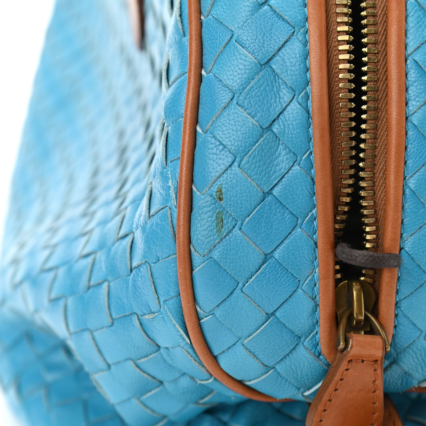Nappa Intrecciato Bowling Bag Blue
