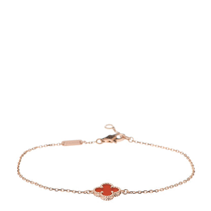 Van Cleef & Arpels 18K Rose Gold Carnelian Sweet Alhambra Bracelet 1 of 4