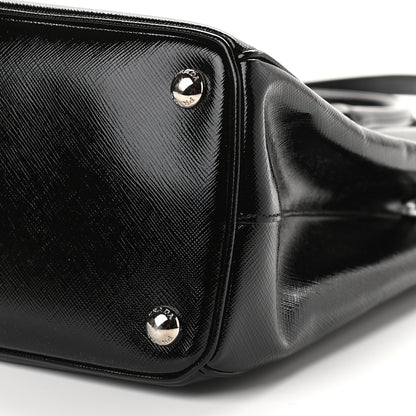 Prada Saffiano Vernice Mini Galleria Double Zip Tote Black 9 of 10