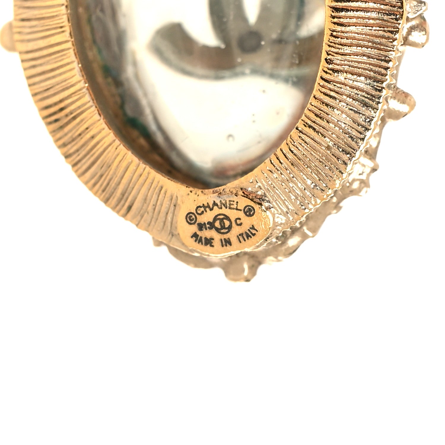 Chanel Enamel CC Oval Necklace Gold Blue 5 of 5