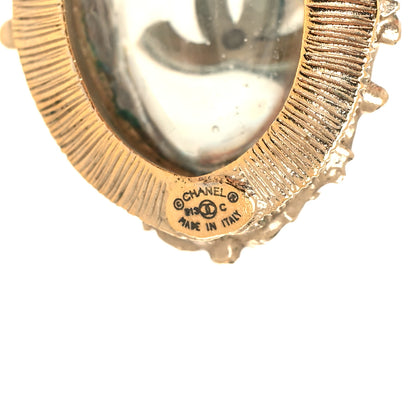 Chanel Enamel CC Oval Necklace Gold Blue 5 of 5