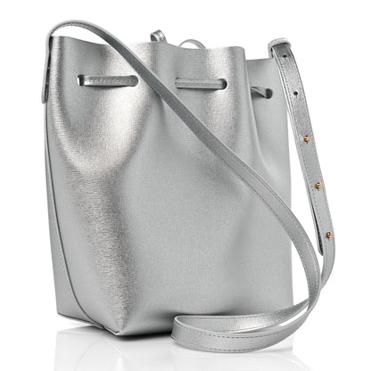 Mansur Gavriel Metallic Calfskin Bucket Bag Silver 3 of 10