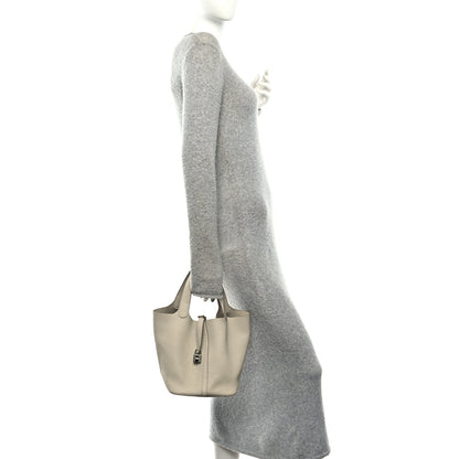 Hermes Taurillon Clemence Picotin Lock 22 MM Beton 2 of 12