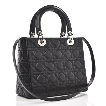 Christian Dior Lambskin Cannage Medium Lady Dior Black 4 of 13