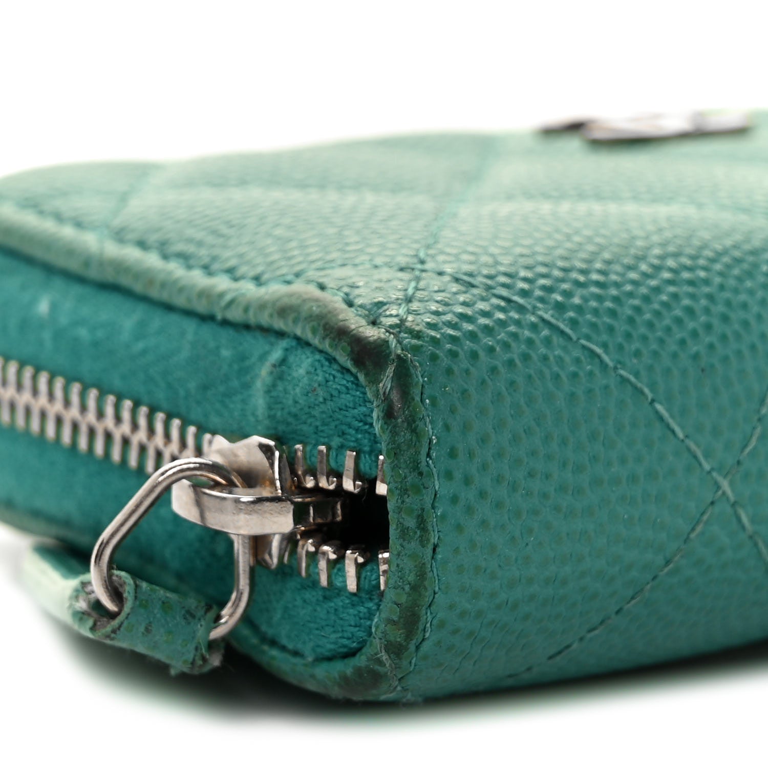 Chanel Caviar Quilted Zip Coin Purse Turquoise 8 of 10