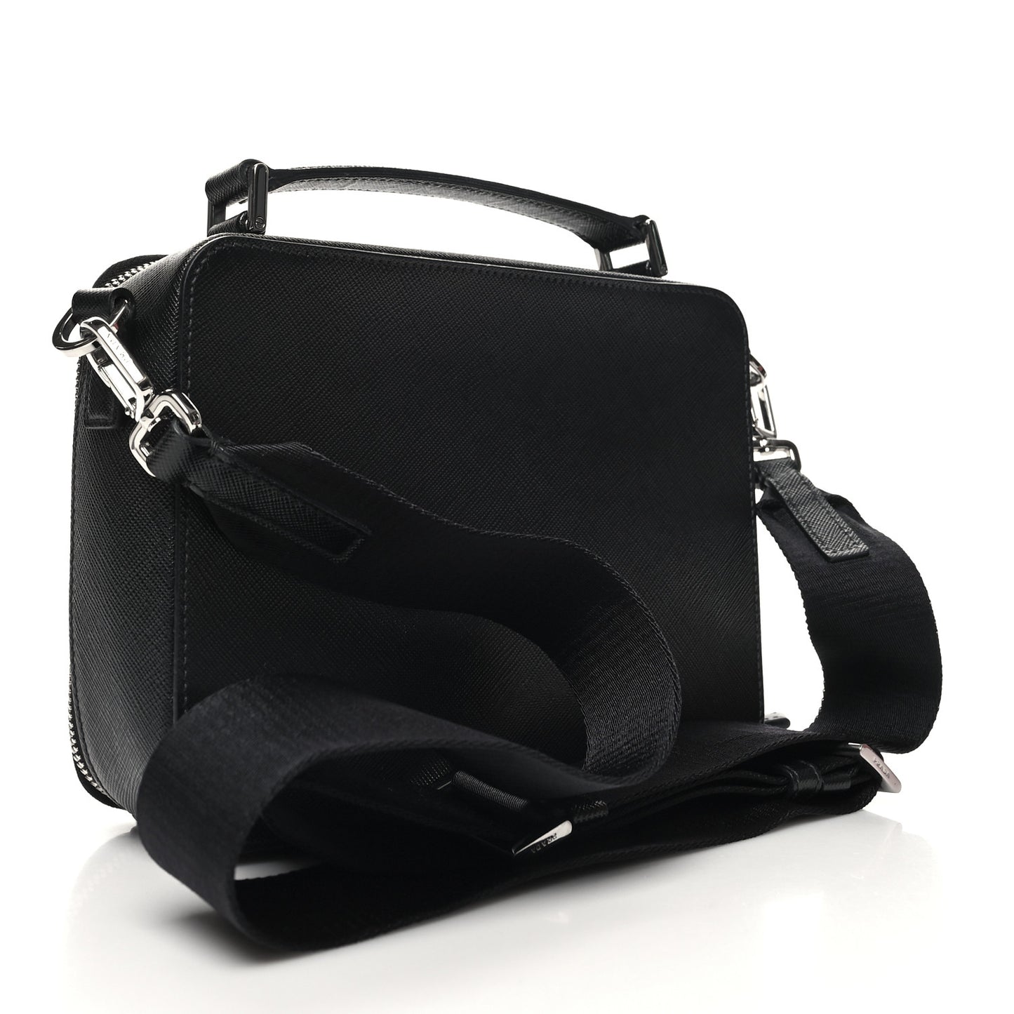 Saffiano Travel Medium Brique Crossbody Bag Black