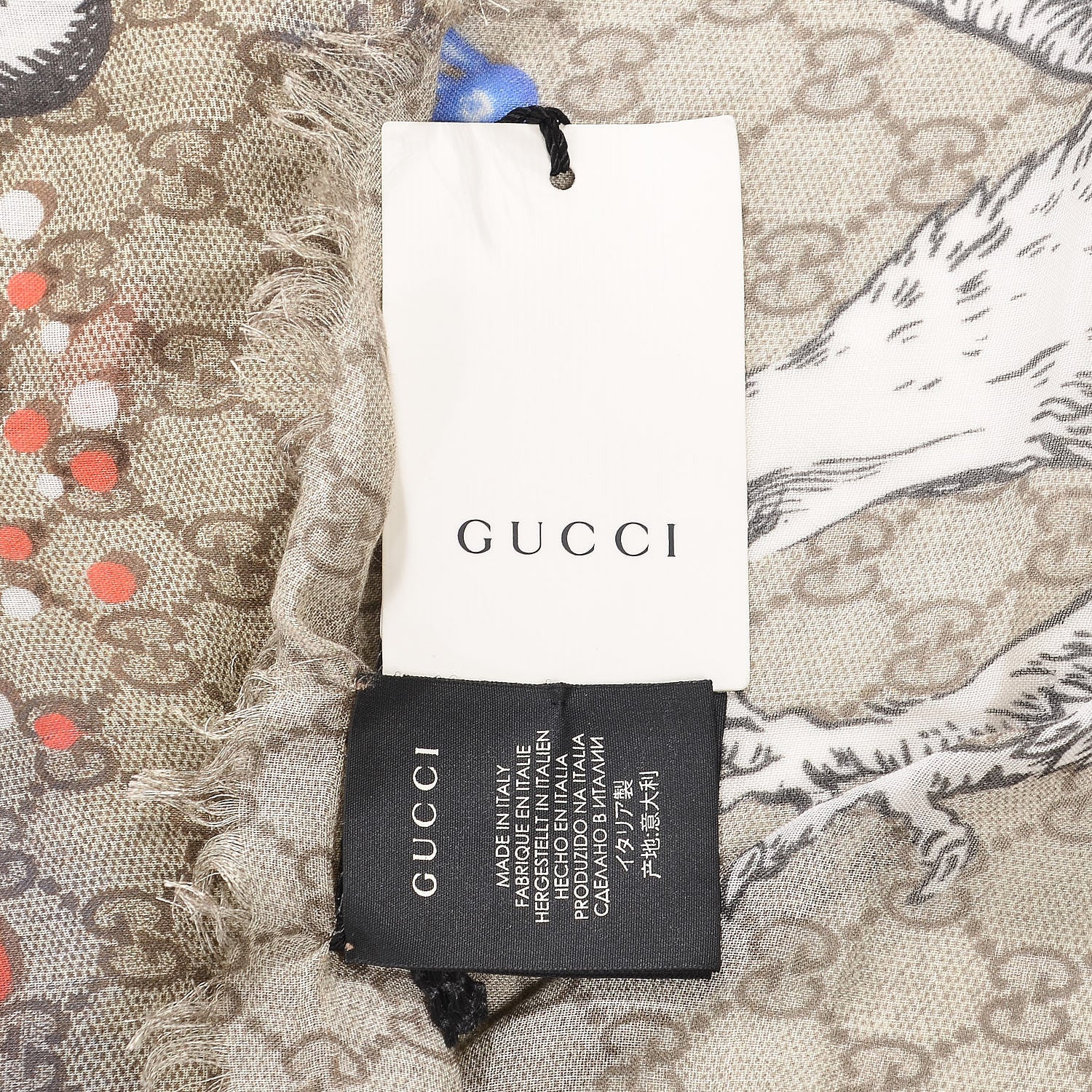 Gucci Silk Monogram Space Animals Scarf Beige 4 of 6