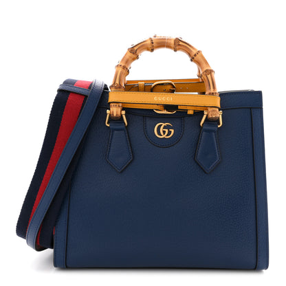 Gucci Textured Dollar Calfskin Web Small Diana Tote Bag Royal Crop 1 of 10