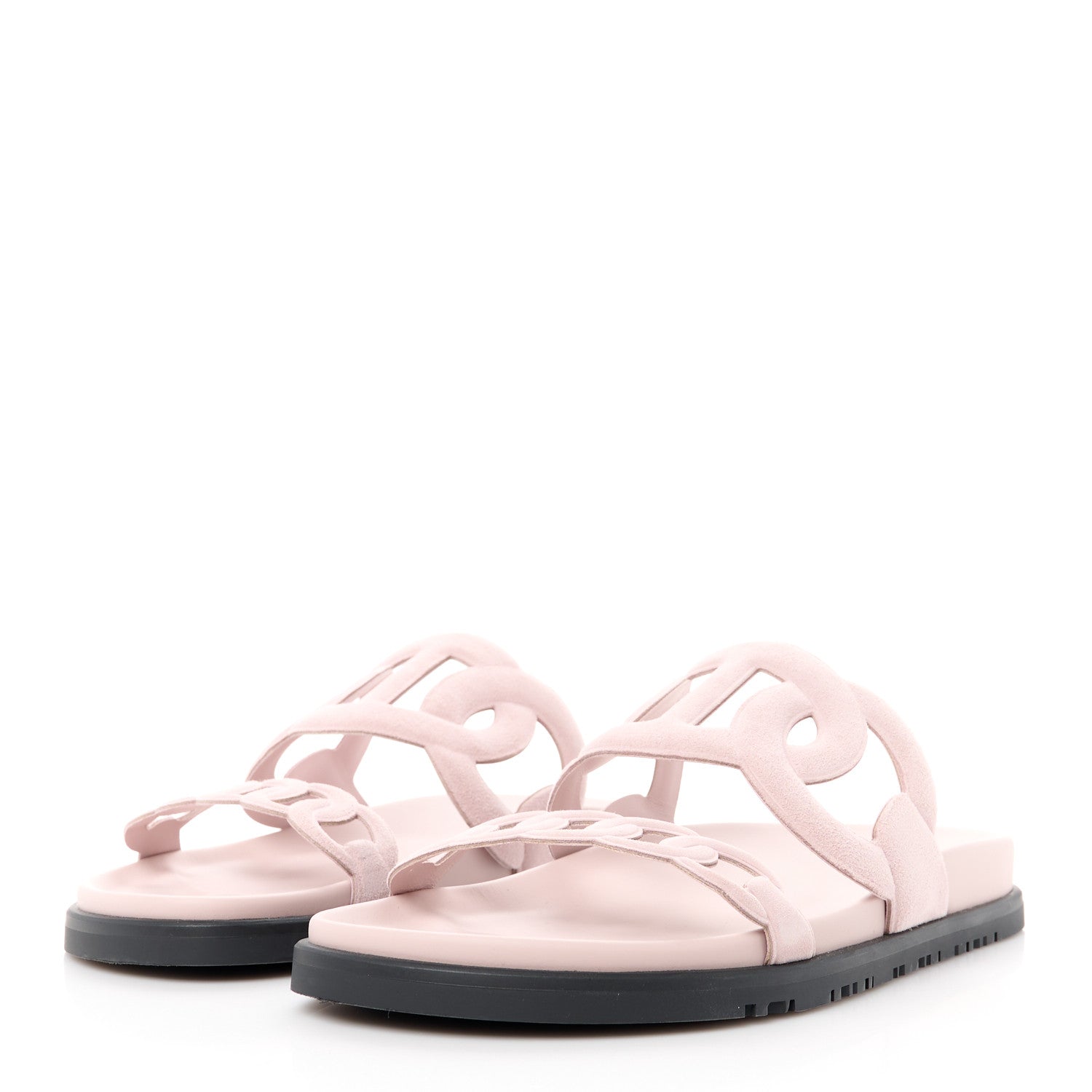 Hermes Suede Goatskin Extra Sandals 38 Rose Porcelain 3 of 9