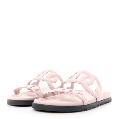 Hermes Suede Goatskin Extra Sandals 38 Rose Porcelain 3 of 9