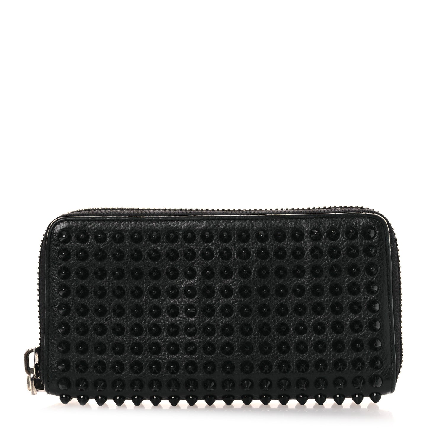 Calfskin Panettone Spiked Zip Around Wallet Black