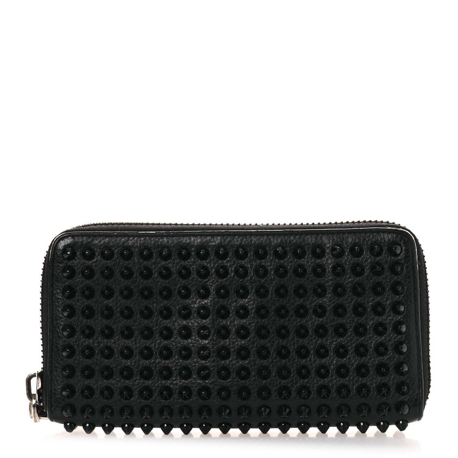 Christian Louboutin Calfskin Panettone Spiked Zip Around Wallet Black 1 of 13