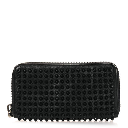 Christian Louboutin Calfskin Panettone Spiked Zip Around Wallet Black 1 of 13