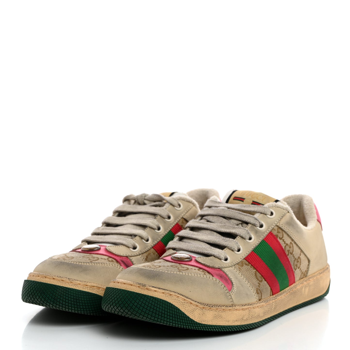 GG Monogram Nubuck Web Womens Screener Sneakers 39.5 New Sand Dusty Milk Pink