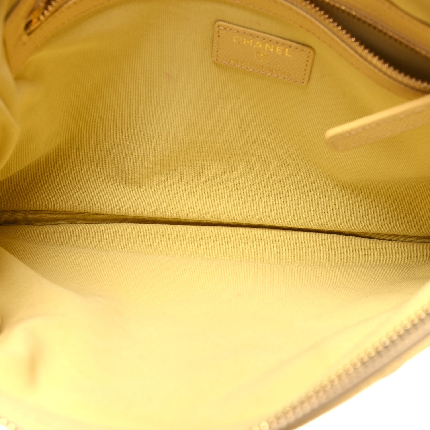 Chanel Caviar Quilted Medium Cosmetic Case Yellow 5 of 7